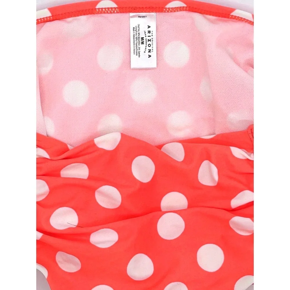 Arizona Polka Dot Bikini Bottom Women's Medium Coral‎ Pink Cute Swimwear NWT